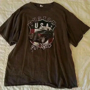 Custom hot rods usa gray graphic t shirt mens XXL short sleeve grunge distressed
